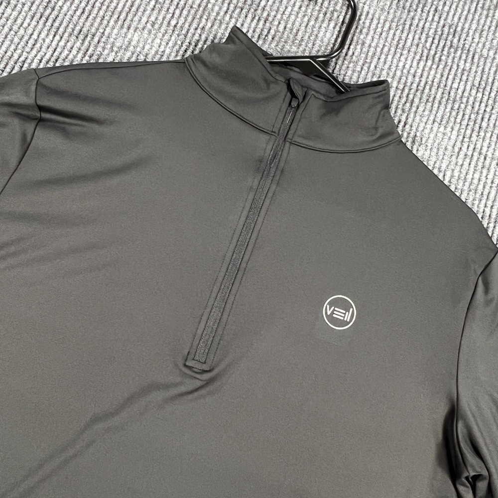 Veil Spark Pullover Shirt Womens Large Black Long Sleeve 1/4 Zip Mock Neck